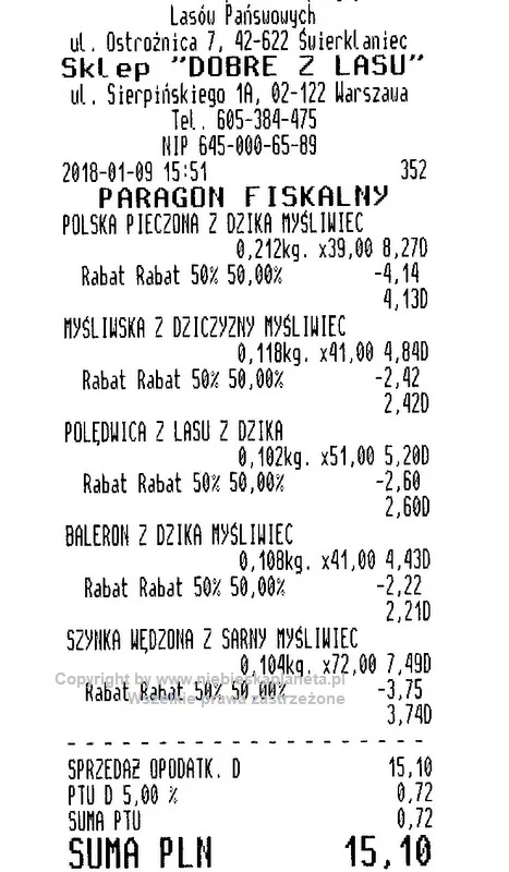 Sklep z dziczyzną Lasów Państwowych